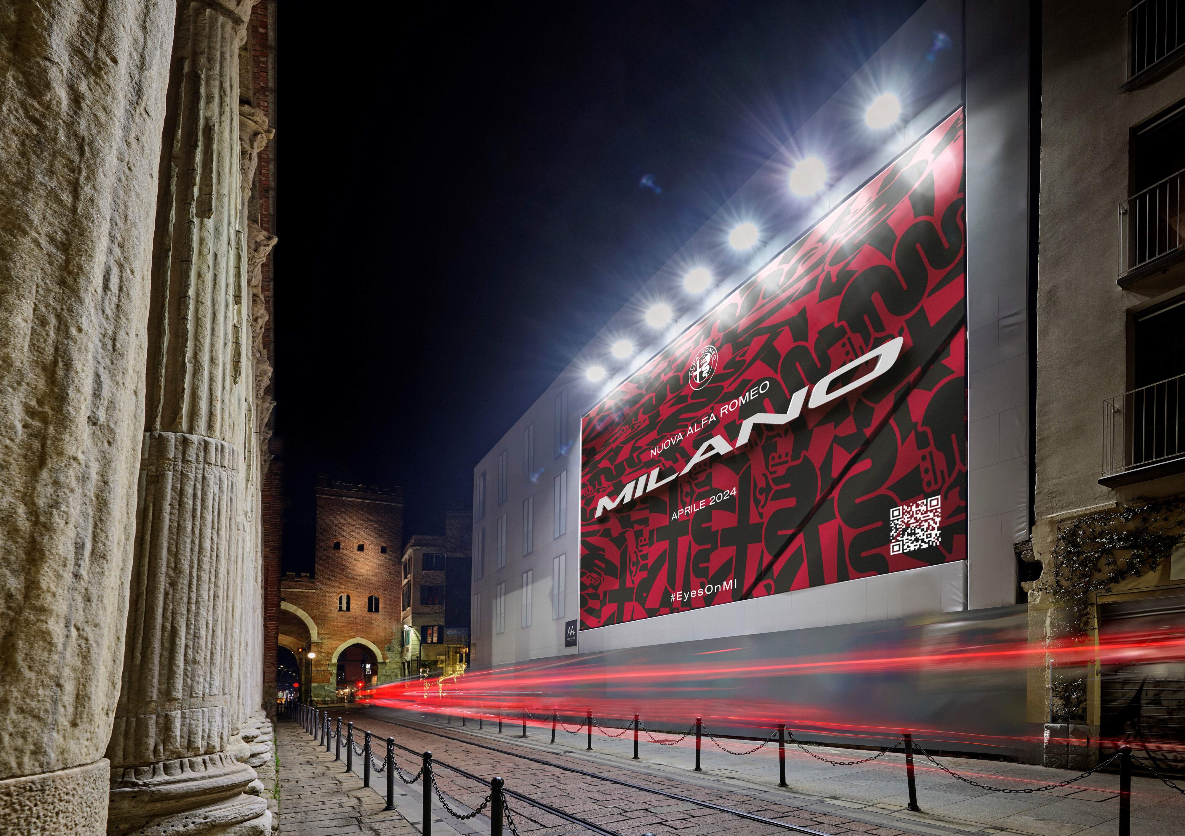 A promotional image of the new Alfa Romeo Milano nameplate unveiling.
