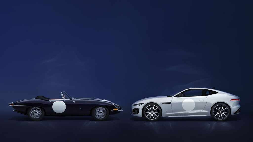 Side view of two final edition Jaguar F-Types