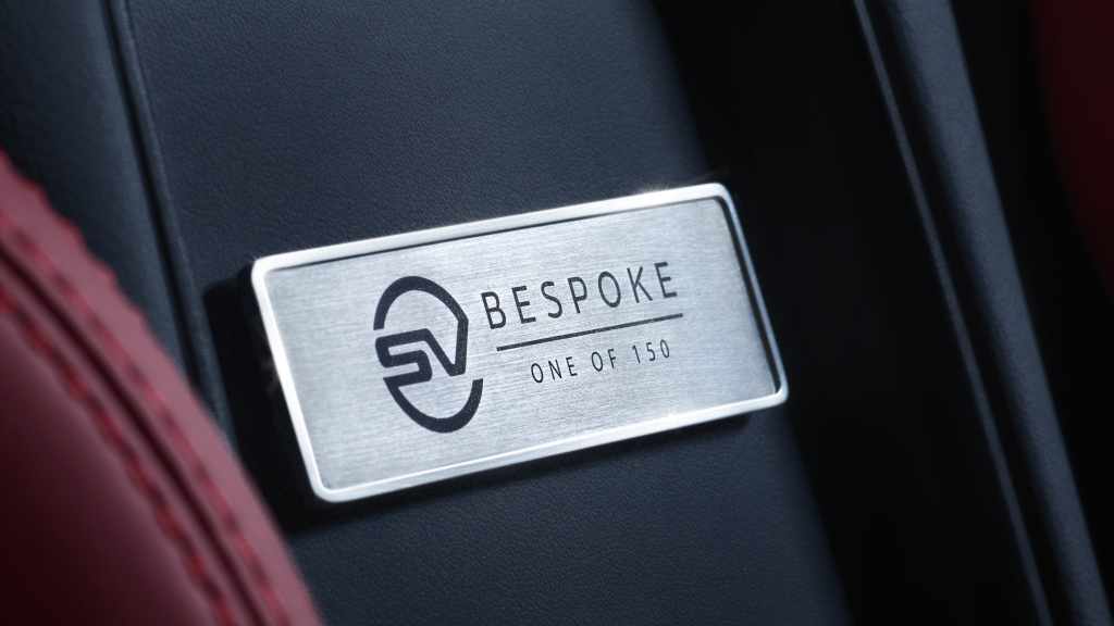 Jaguar SV Bespoke plaque on the F-Type ZP Edition.