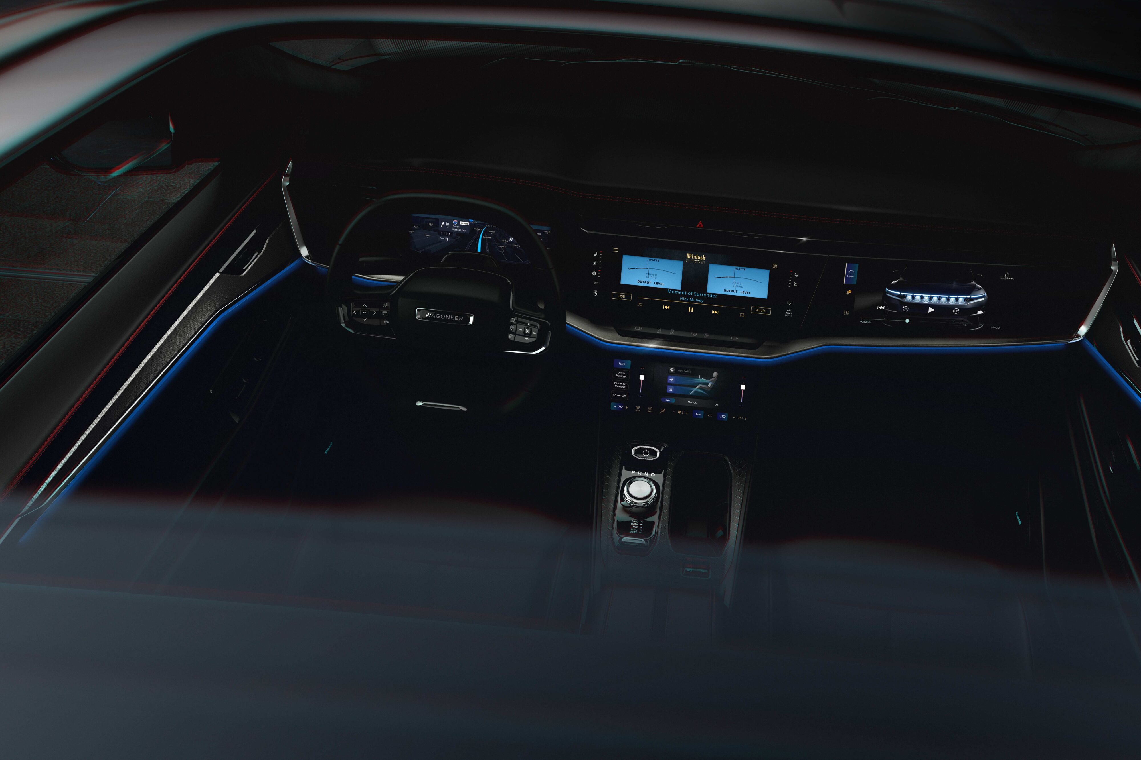 Birds eye view of the interior of the new Jeep Wagoneer S.