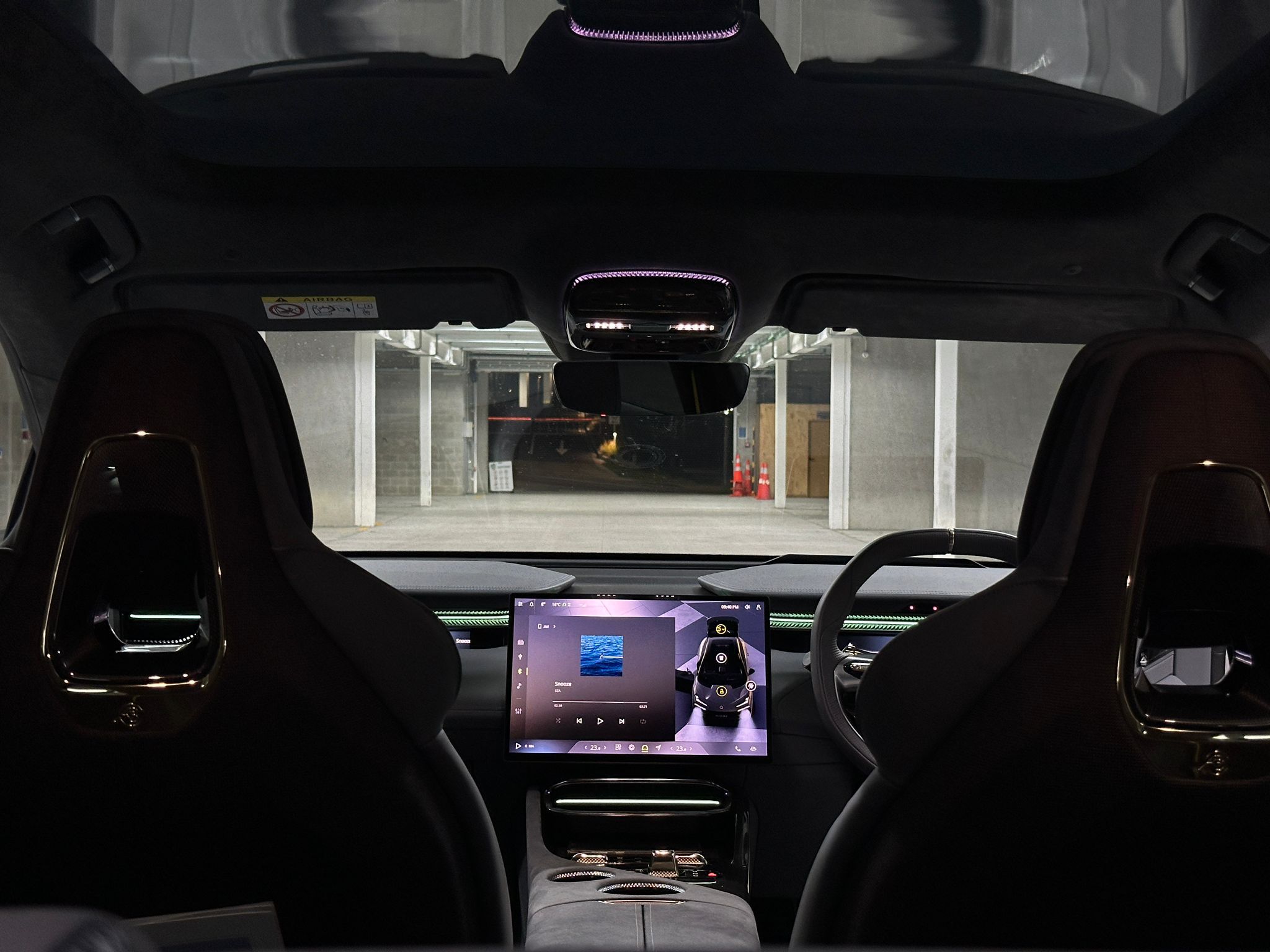 Rear seat view of the cabin of a 2024 Lotus Eletre R.
Photo credit: Zidan Zou.