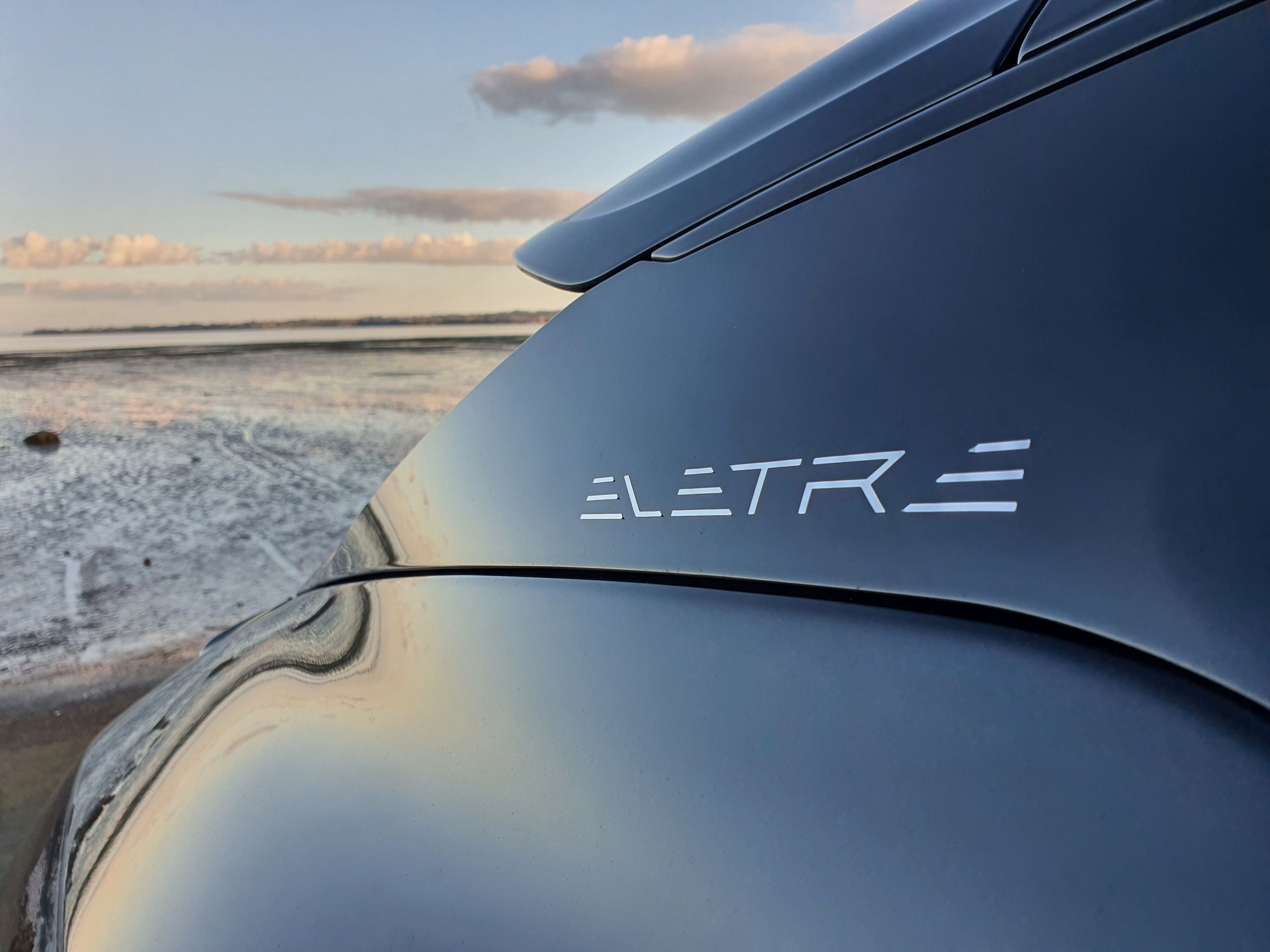 Lotus Eletre badge on the rear panel of a Black Lotus Eletre S.