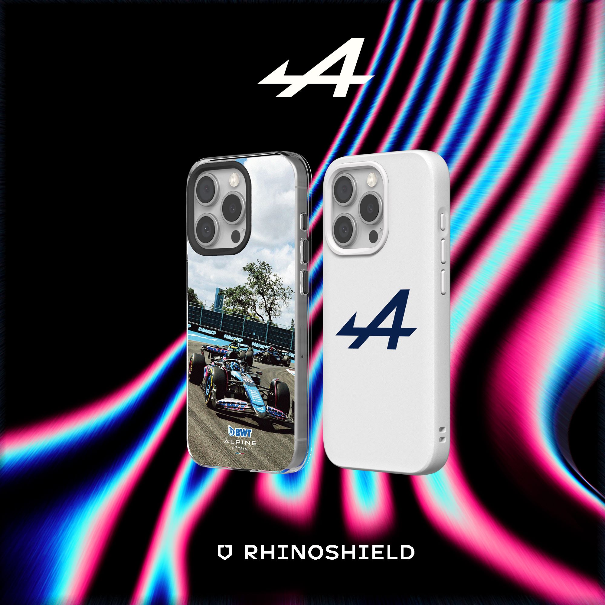 A range of phone cases as part of the Alpine x RHINOSHIELD collection.