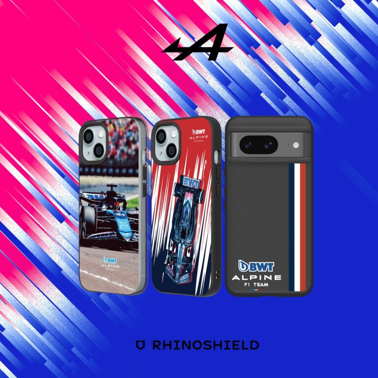 The new range of phone cases from the BWT Alpine F1 Team and Rhinoshield.