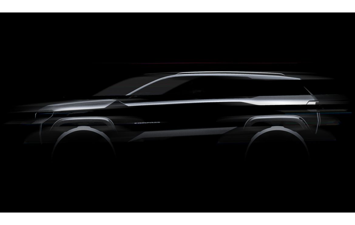 A teaser sketch of the new Jeep Compass as viewed from the side.