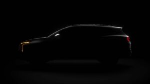 A teaser image of one of the upcoming Kia models to be unveiled at the LA Auto Show in November, 2024.