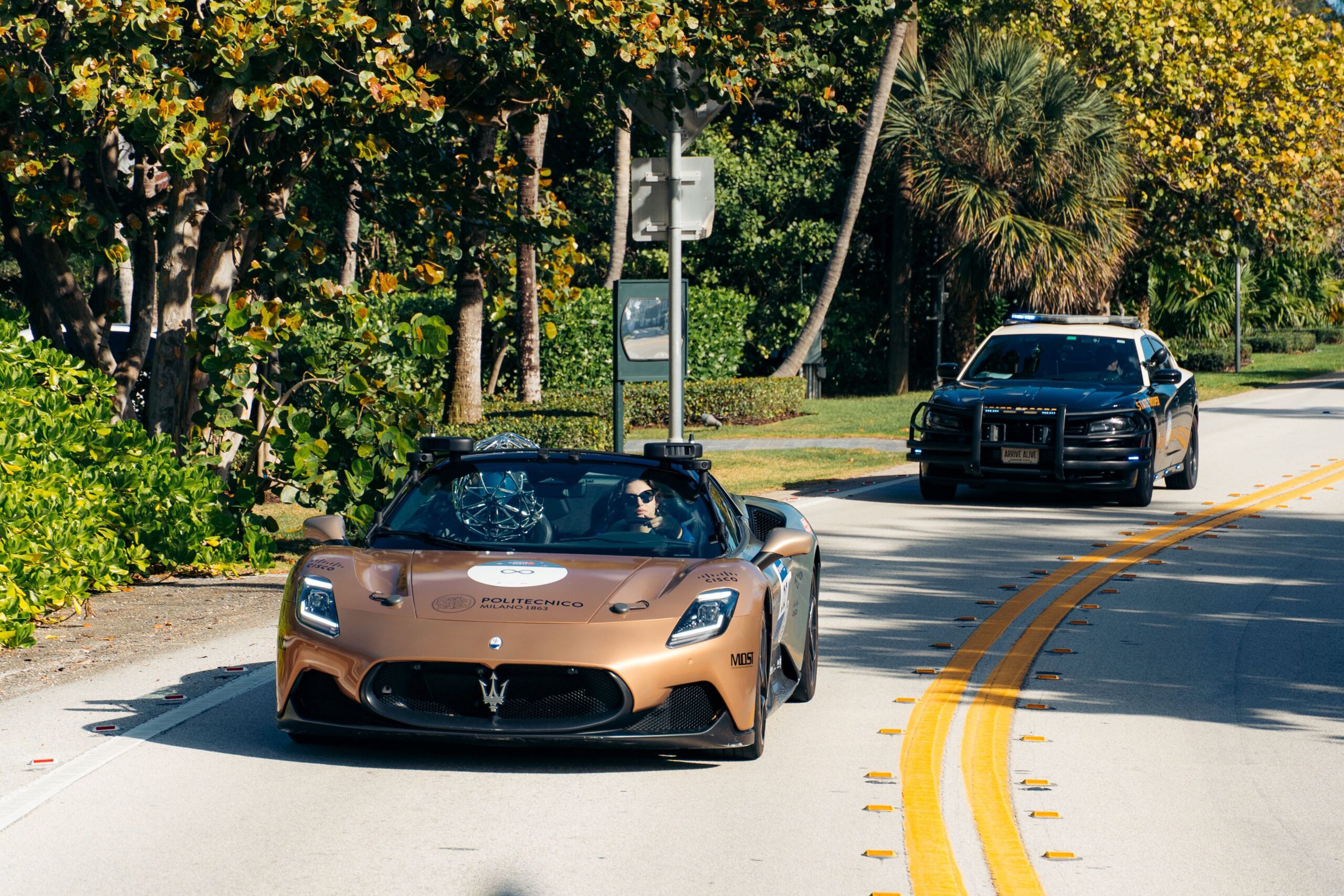 A Maserati MC20 attending the 1000 Miglia Florida.