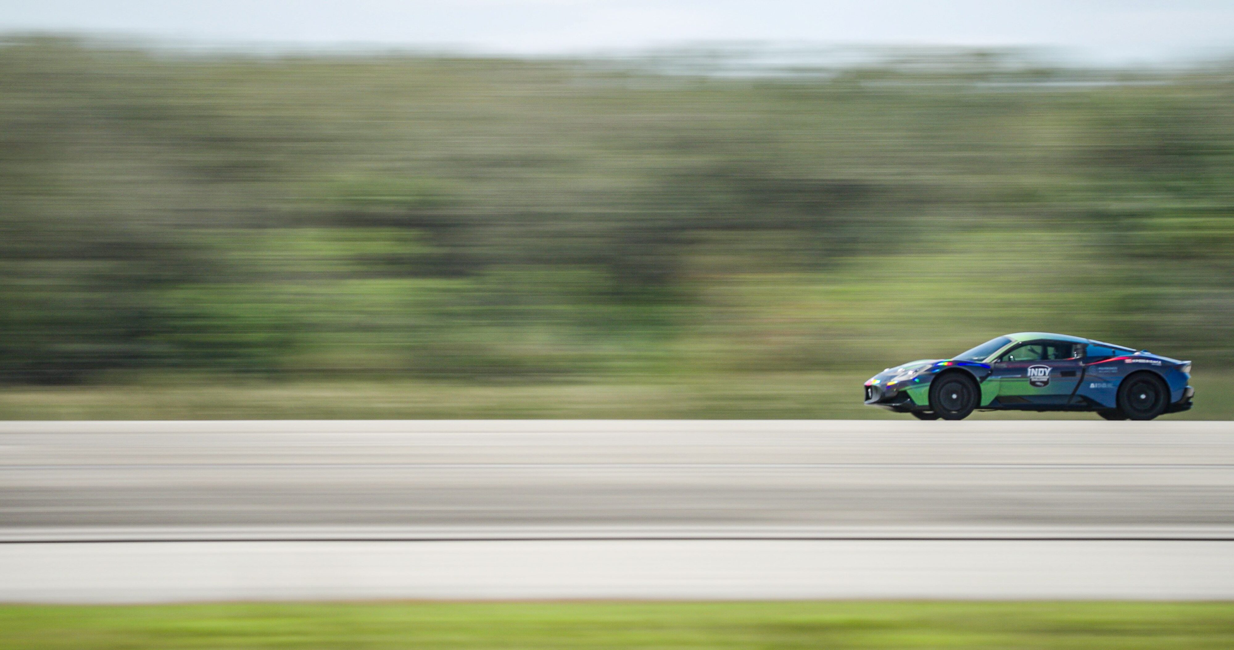 A Maserati MC20 photographed during testing for autonomous driving.