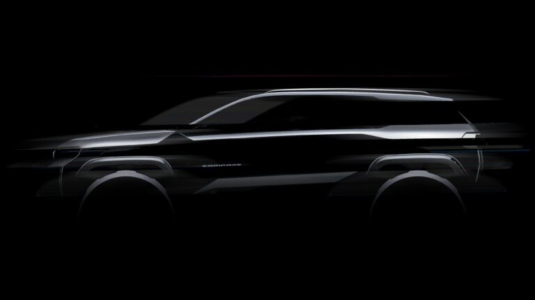 Side view of a teaser image of the new Jeep Compass.
