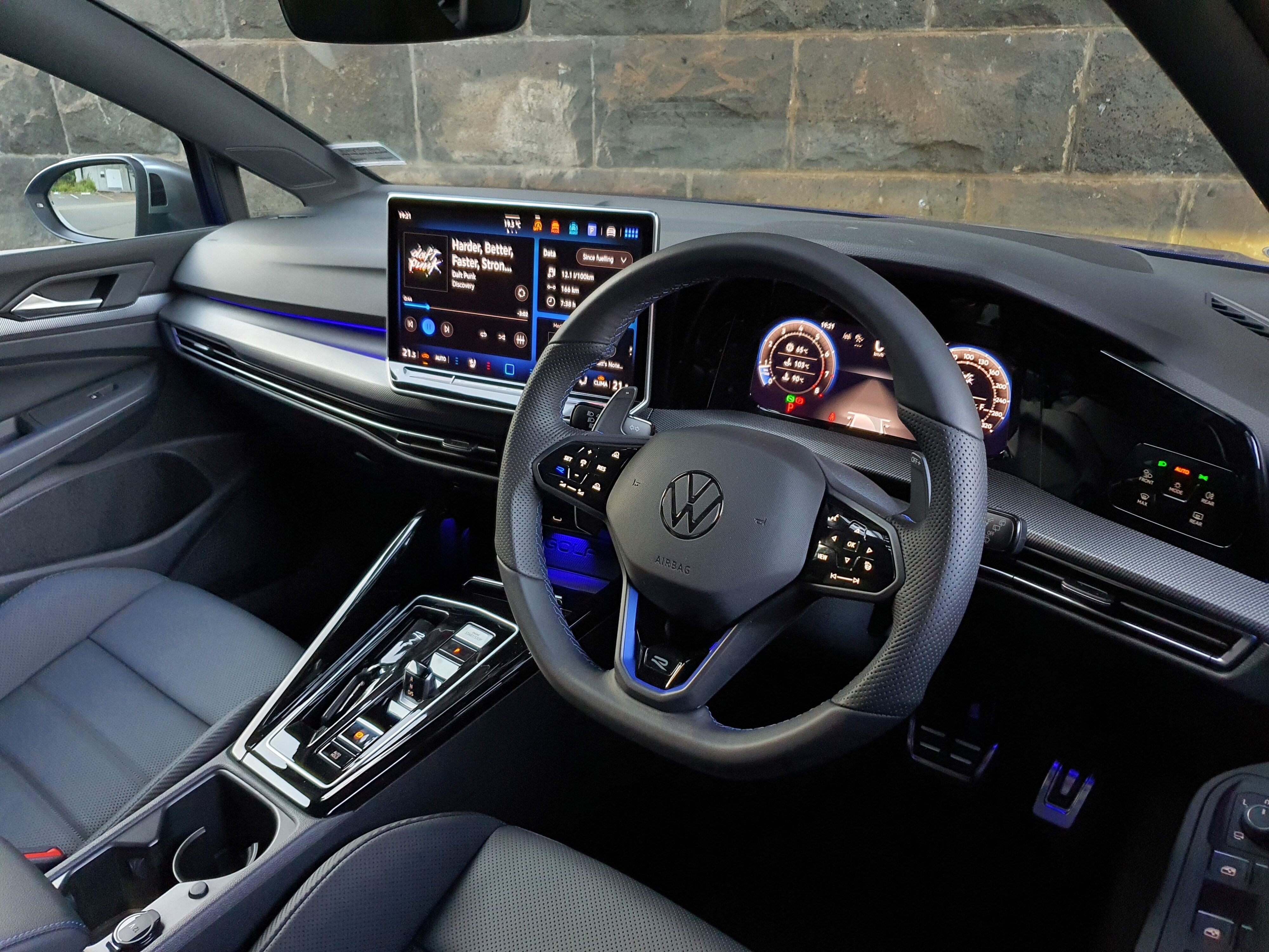 Interior view of a 2025 Volkswagen Golf R Mk8.5.