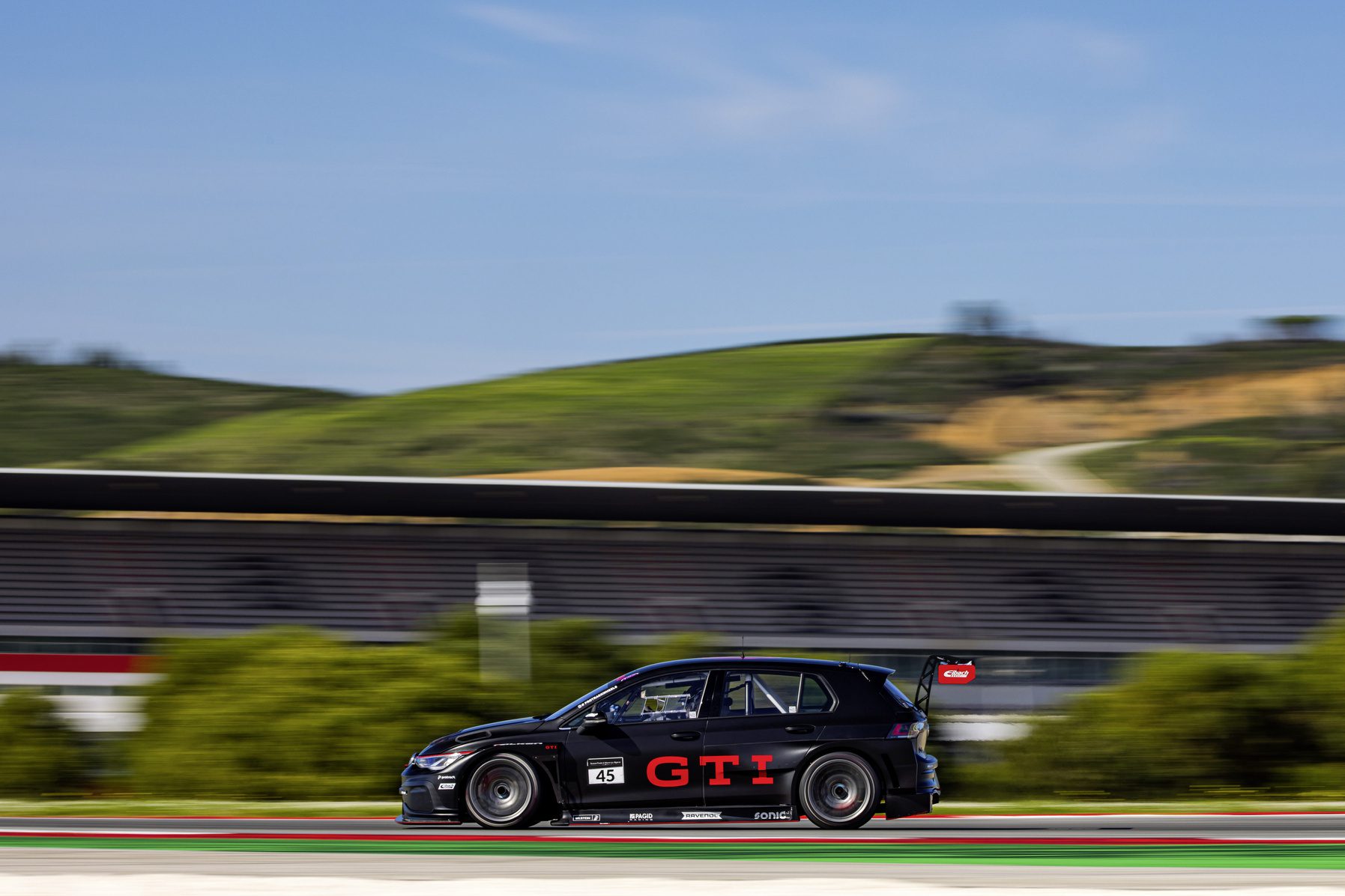 Side on view of a 2025 Volkswagen Golf GTI Clubsport 24h.