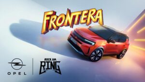 A promotional photo of the new Opel Frontera with 'Rock AM Ring' lettering on it.