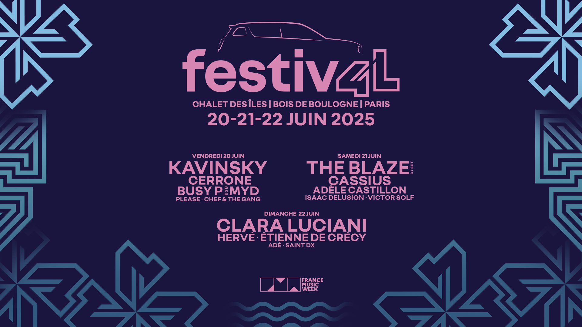 A promotional image of the headline acts at Renault's Festiv4l.