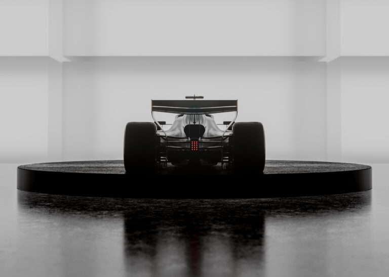 Rear view of the Audi F1 team racecar.