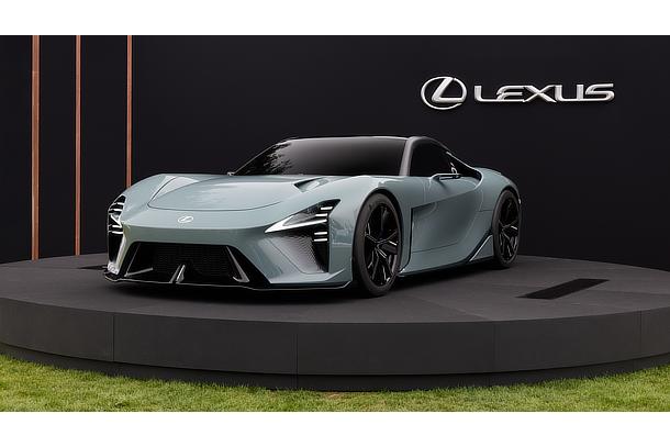 A photo of the Lexus Sport Concept at its debut during the 2025 Monterey Car Week.