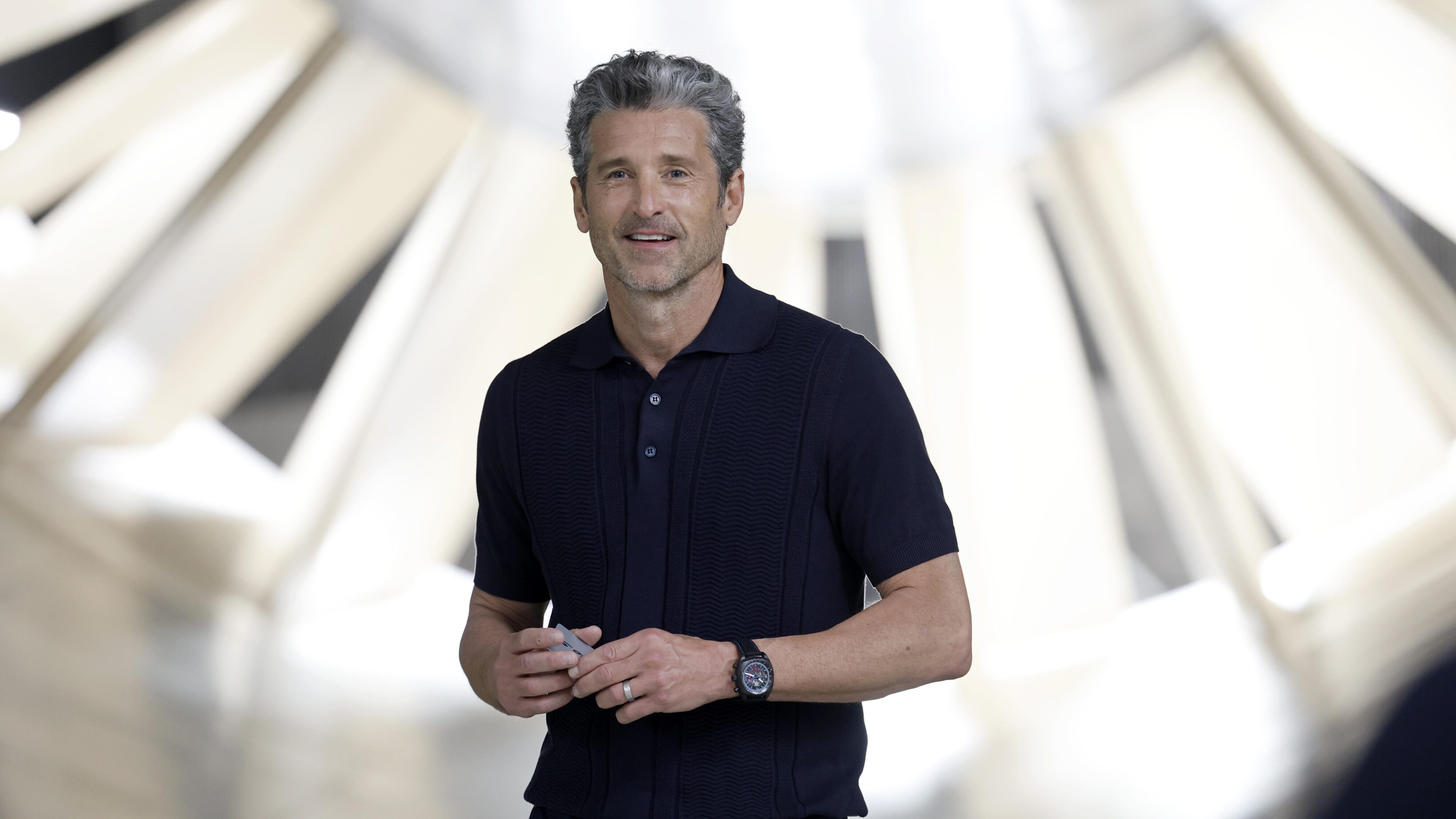 Porsche ambassador Patrick Dempsey presenting the new range topping 911 sportscar.