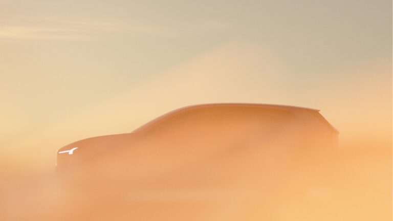 A teaser image of the soon to be released Volvo EX60.