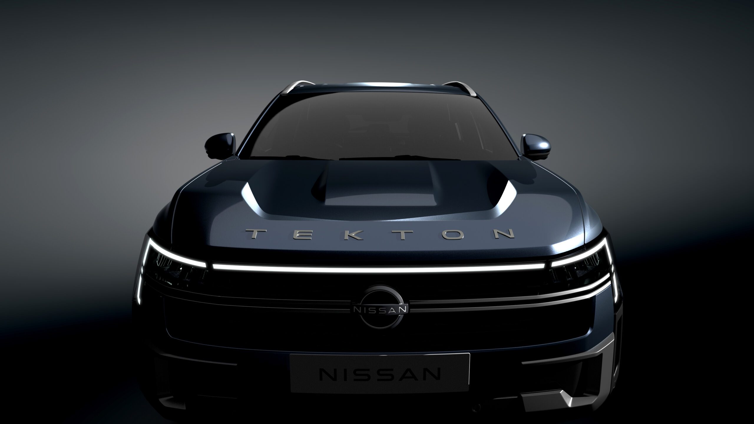 Front on teaser view of the upcoming Nissan Tekton