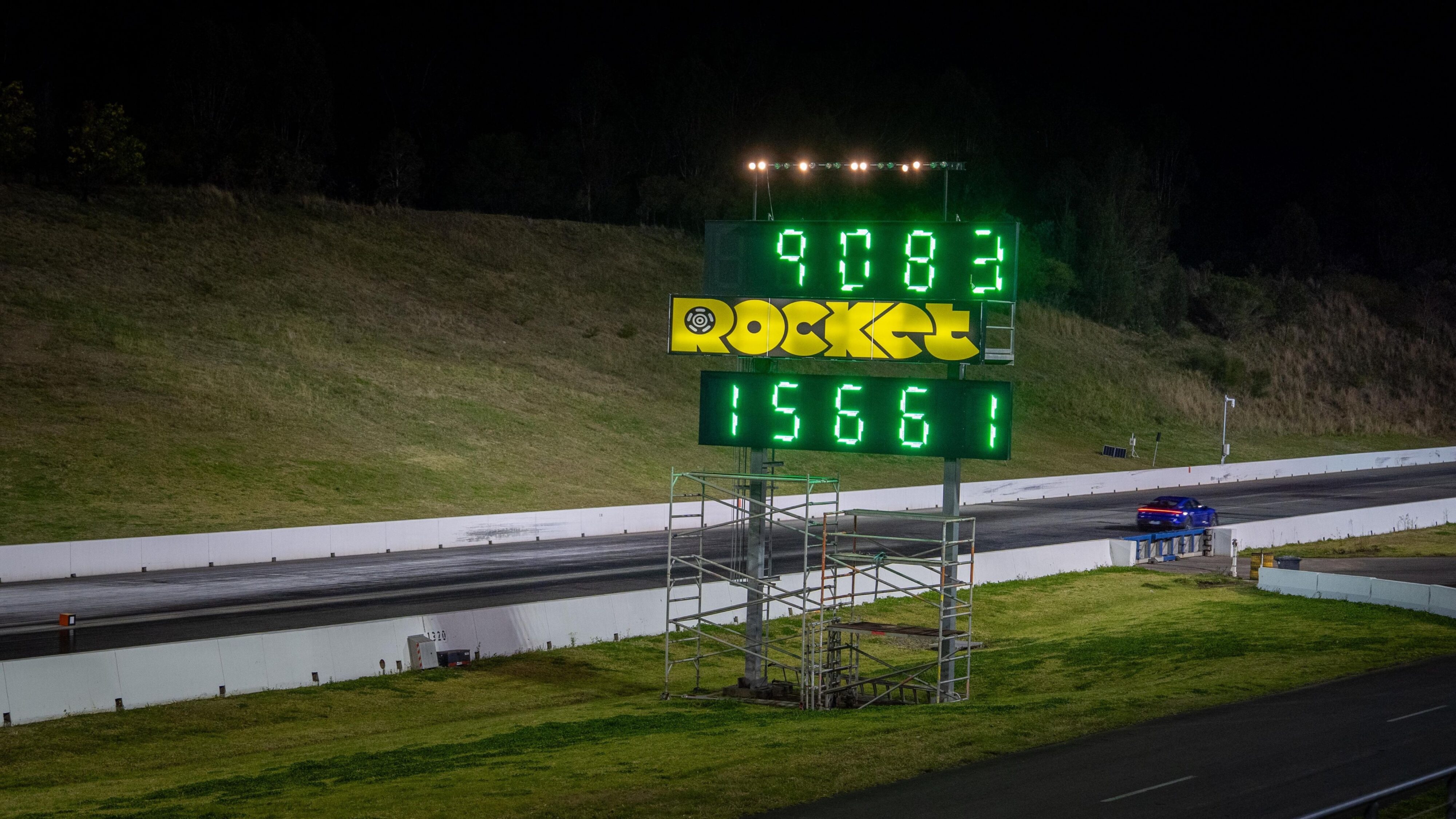 A photo of the new record at Sydney Dragway.