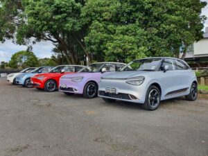 A photo of five Dongfeng Box cars at the New Zealand launch.
