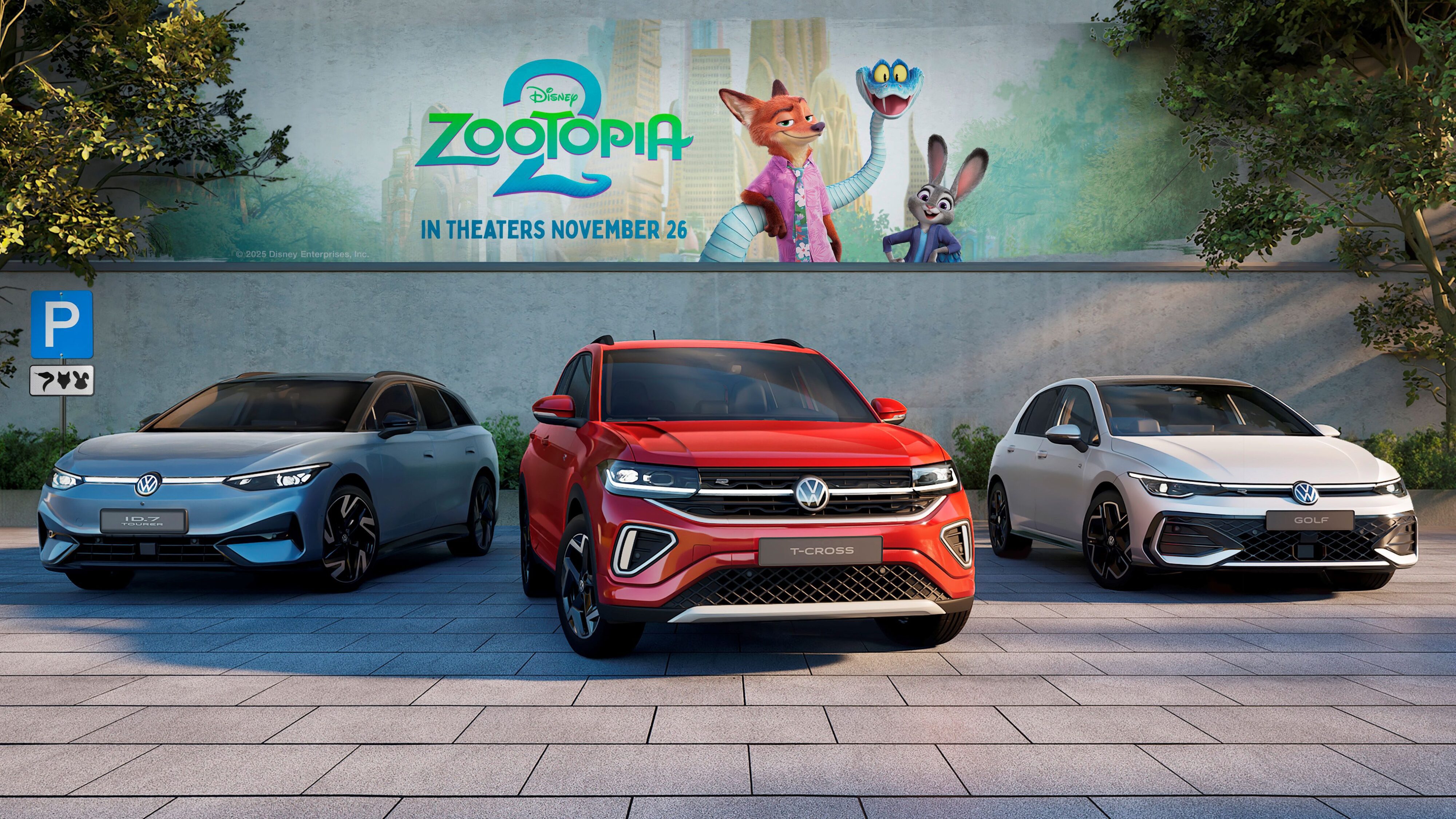 A photo of the Volkswagen models that can be seen in Disney's Zootopia 2.