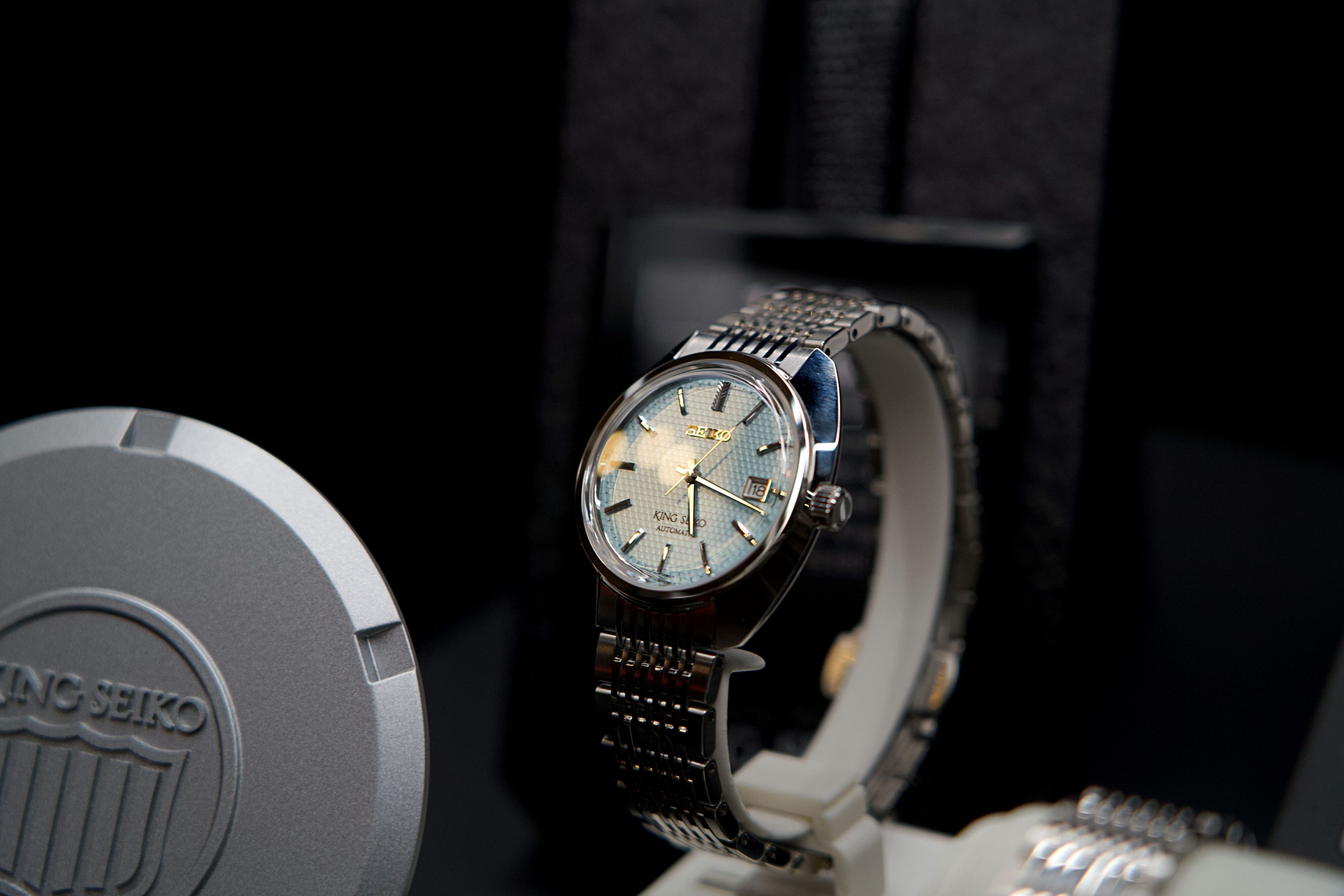 A photo of a classic King Seiko at the New Zealand launch of the King Seiko Vanac at Otto Restaurant on K' Road.
