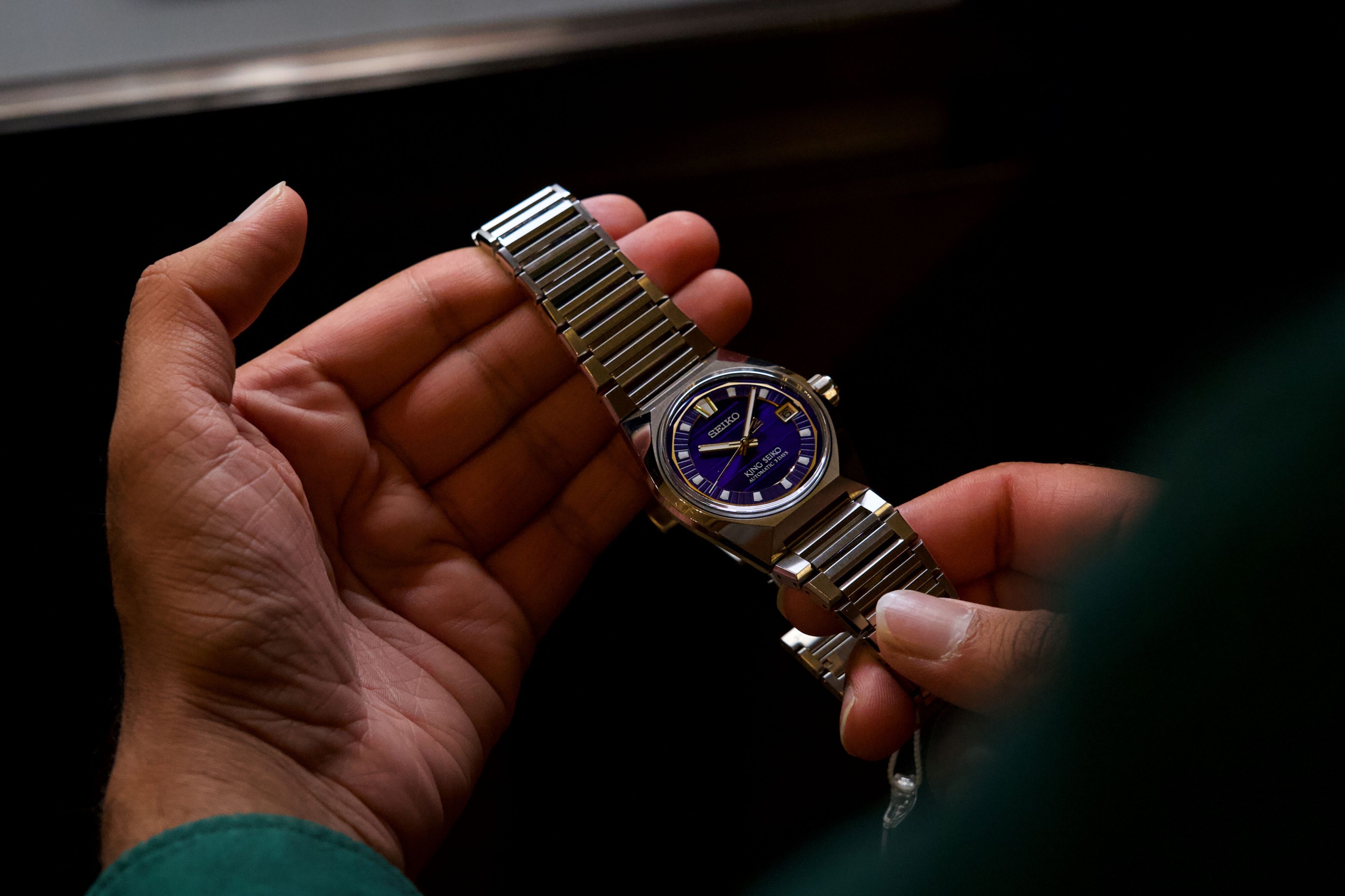 A photo of a newly launched King Seiko Vanac at the Zealand launch of the King Seiko Vanac at Otto Restaurant on K' Road.