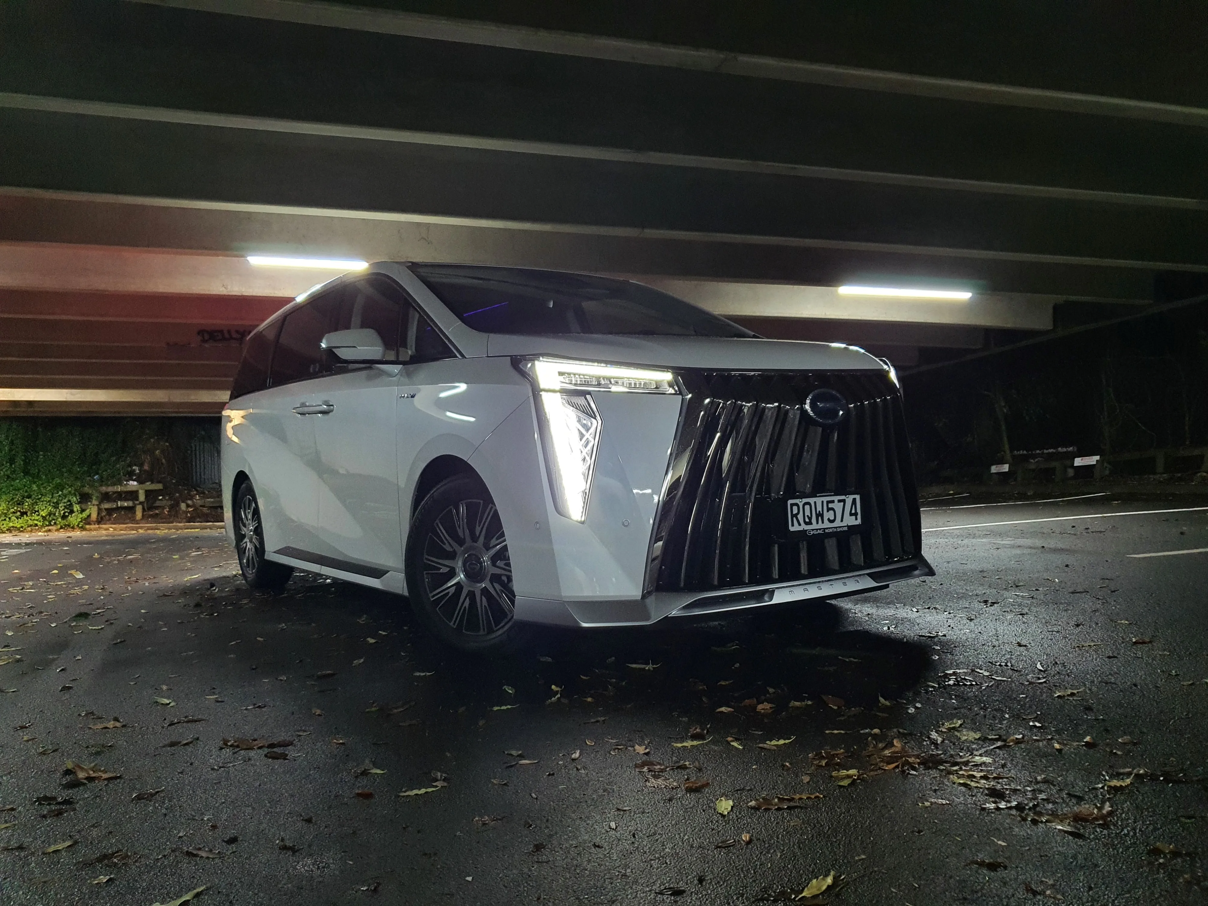 Front three quarters view of a 2026 GAC M8 Master in white.