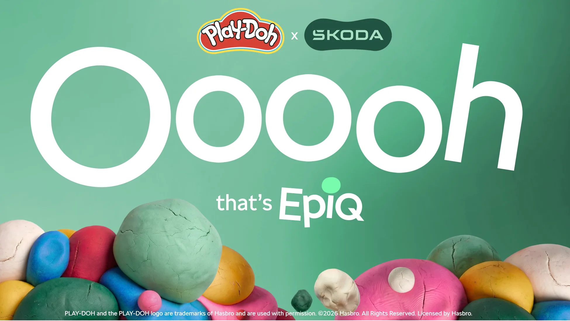 A promo image of Skoda's partnership with Play-Doh ahead of the Epiq launch.