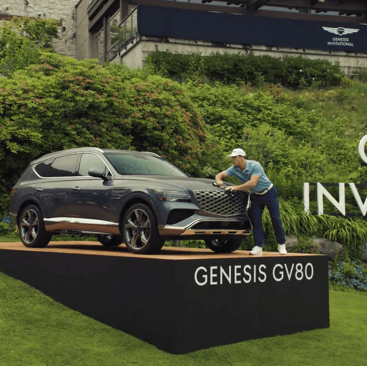 A photo of a Genesis GV80 in a scene from Netflix's 'The Hawk' series.