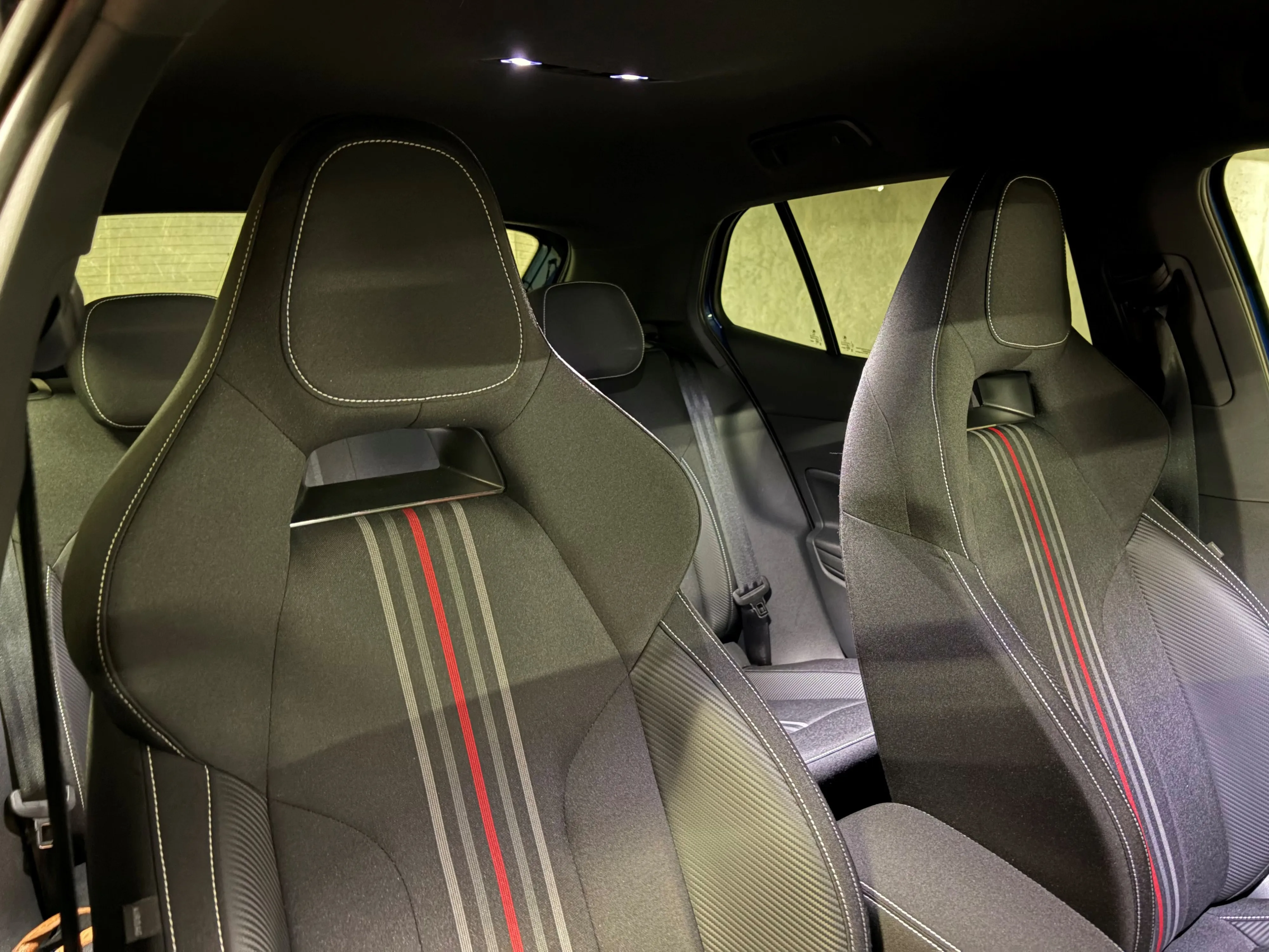 Close-up of the front seats on the interior of a 2026 Skoda Fabia 130.