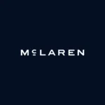 New McLaren logo in white text on a black background.