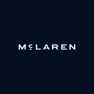 New McLaren logo in white text on a black background.