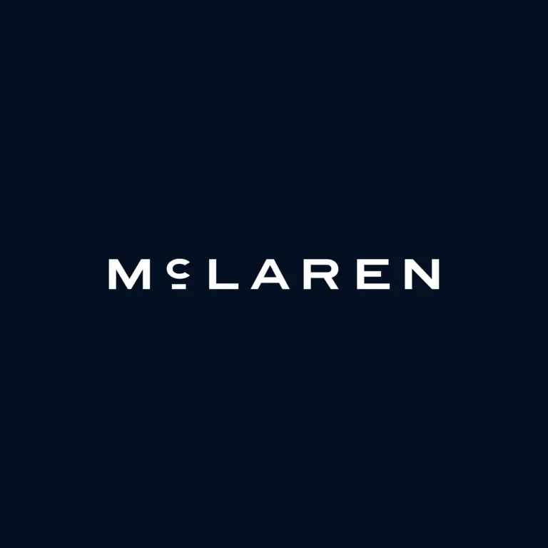 New McLaren logo in white text on a black background.