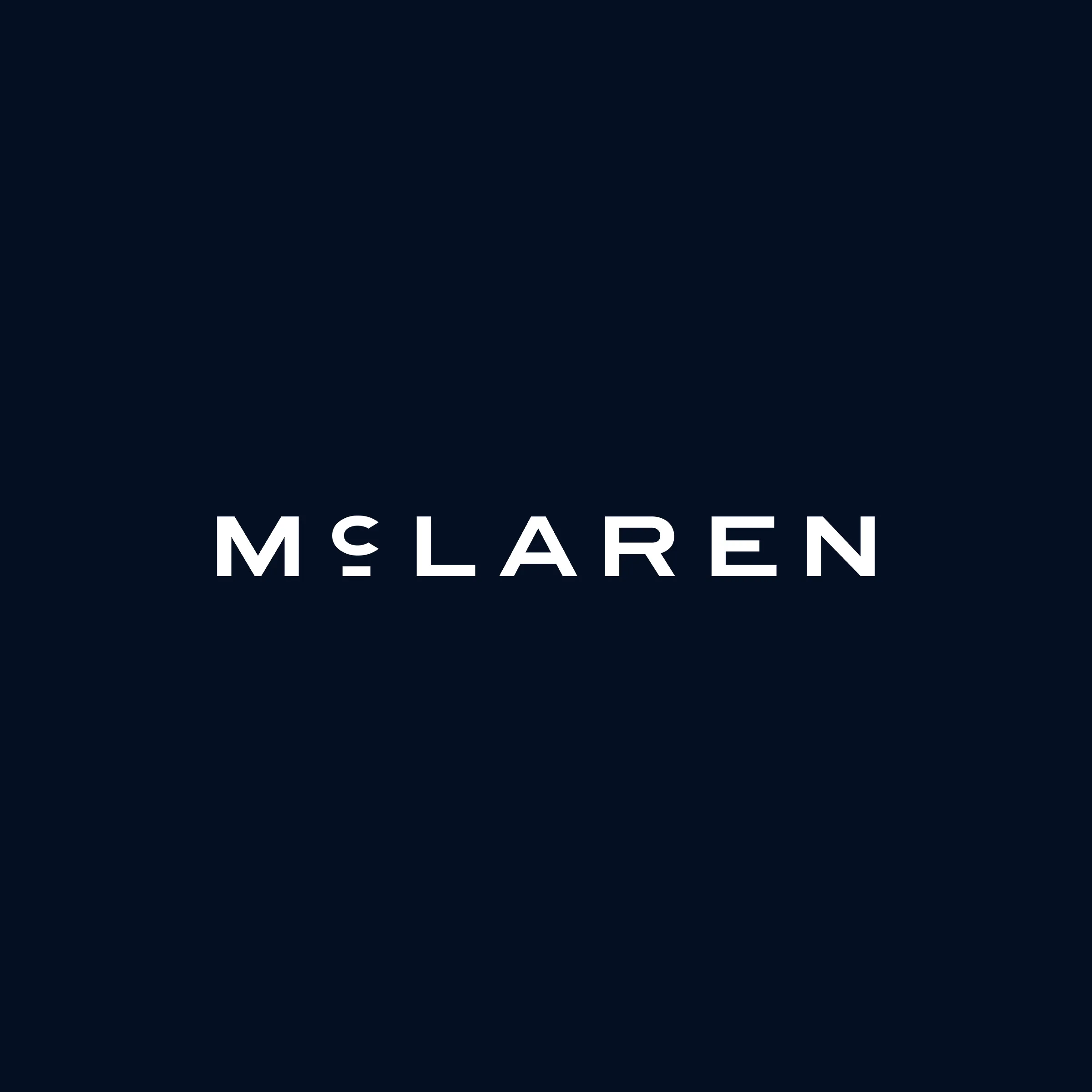 New McLaren logo in white text on a black background.