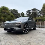 Front three quarters view of a 2026 Polestar 3 Performance in Storm.
