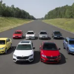 A photo of the Skoda Octavia through the 30 years of its production.