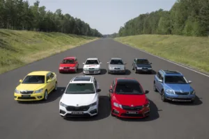 A photo of the Skoda Octavia through the 30 years of its production.