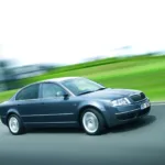 Rolling front three quarters photo of a first generation Skoda Superb liftback.