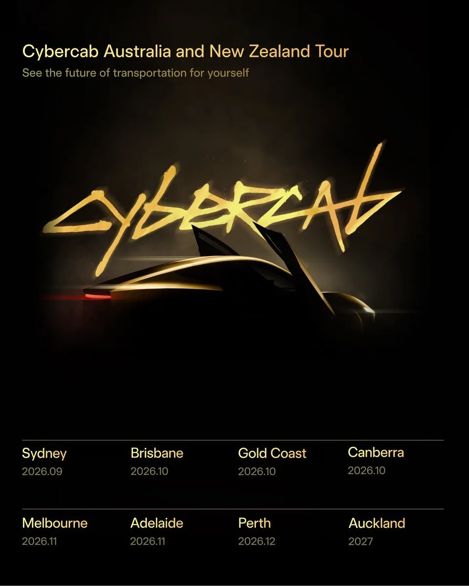 Tesla Confirms Cybercab Display Tour for Australia and New Zealand