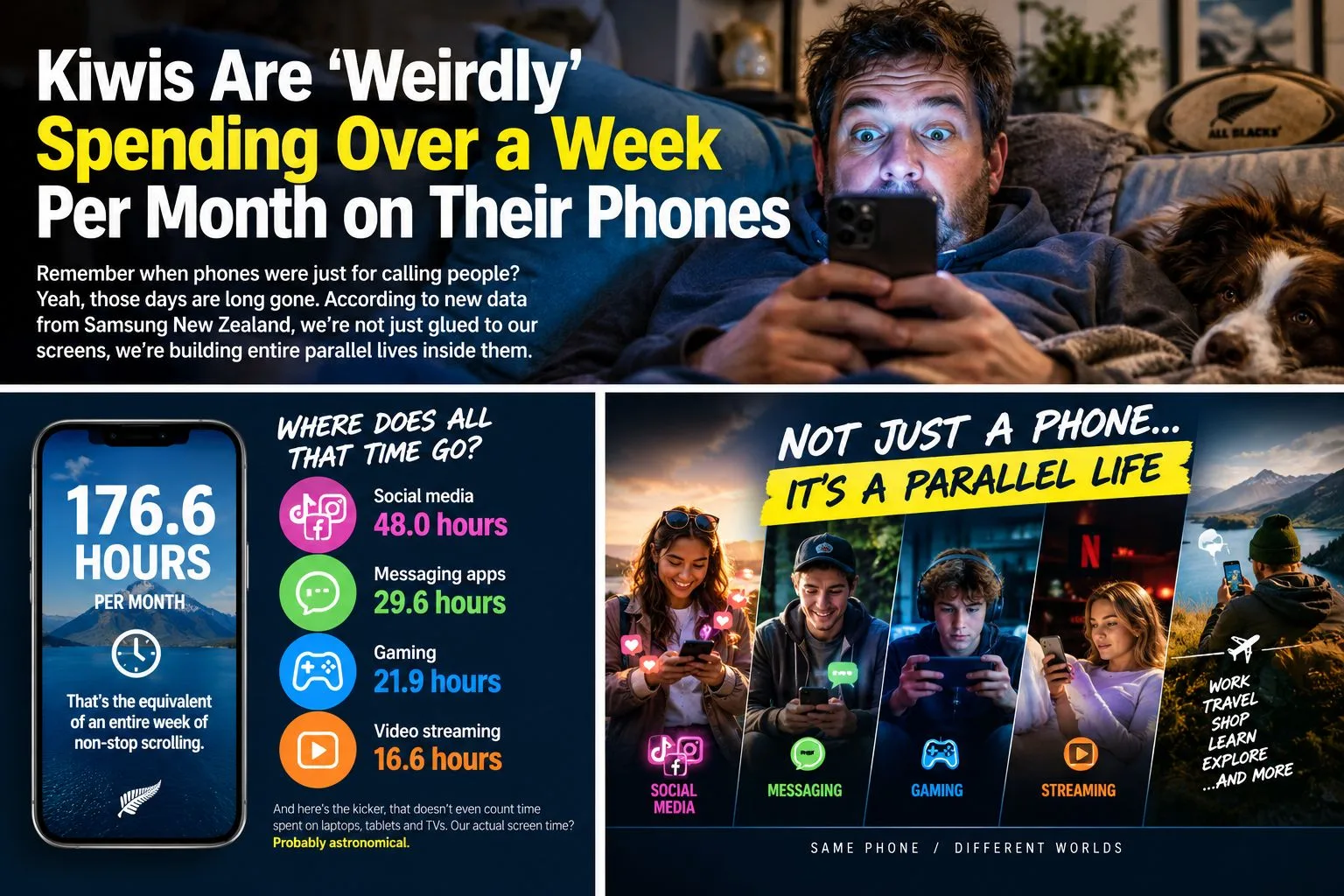 Kiwis Are 'Weirdly' Spending Over a Week Per Month on Their Phones